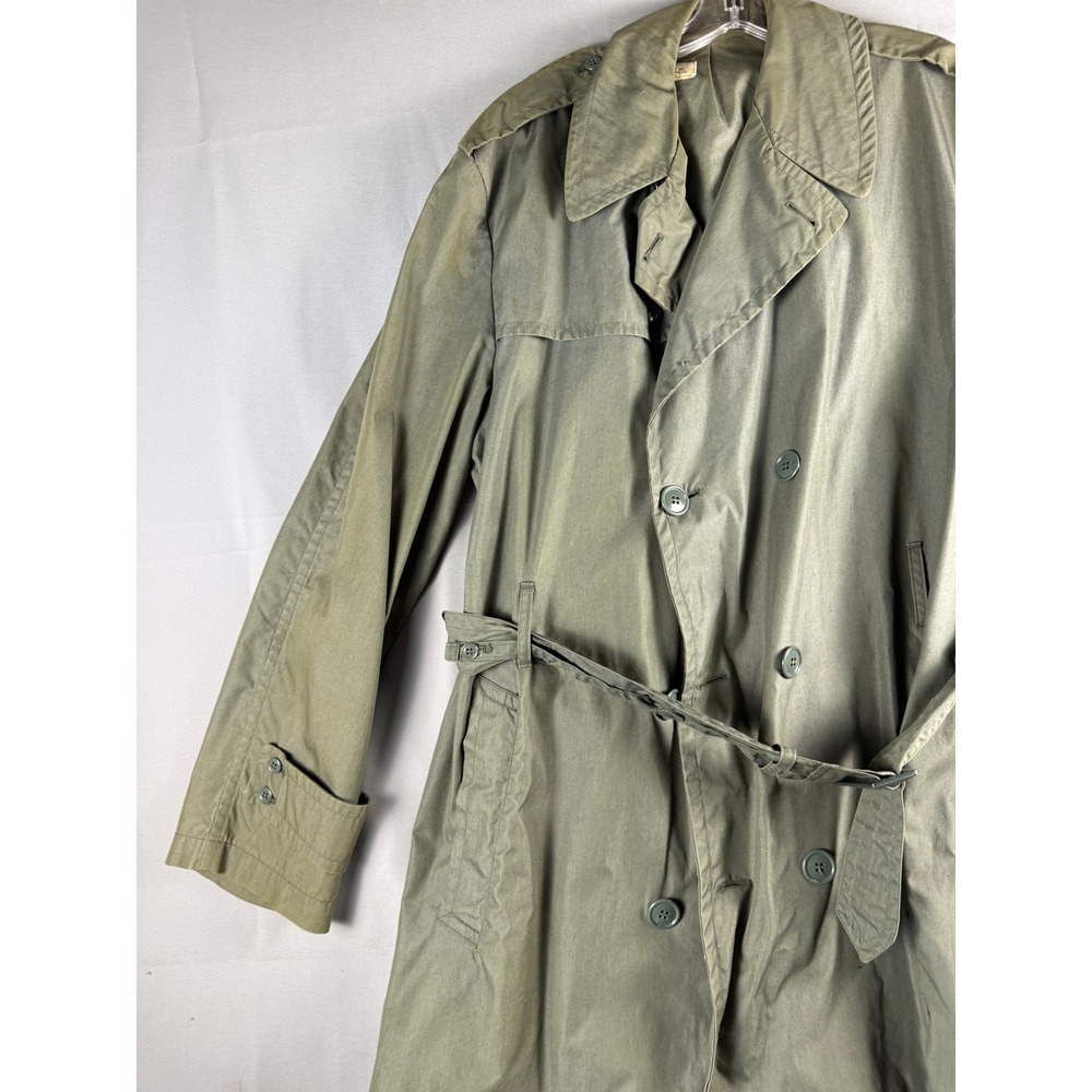 Vintage US Military Trench Coat Green Belted 44 XL Vietnam 8405-965-2167 - Picture 3 of 13